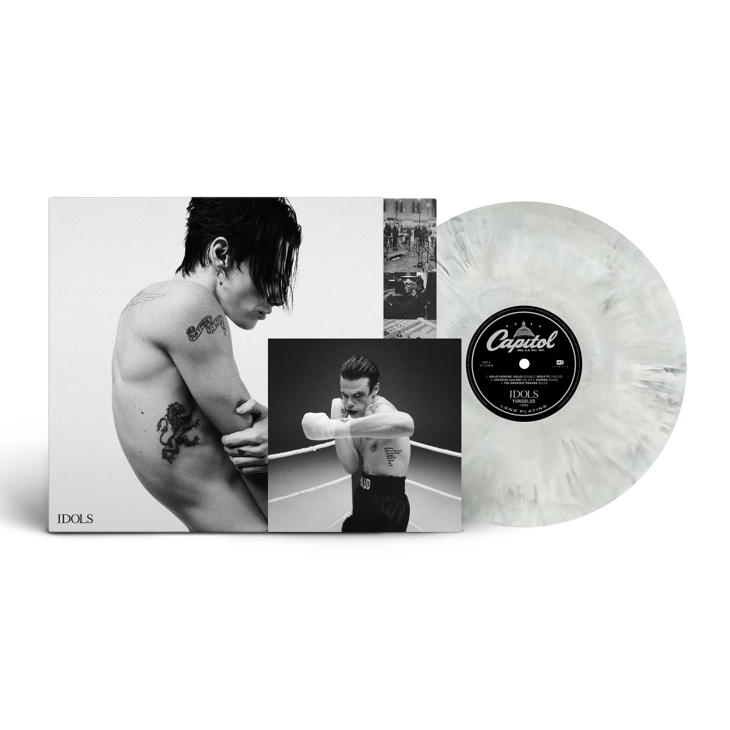 Idols Tattoo T-shirt + “Distant Smoke” Marble Vinyl + Signed Art Card