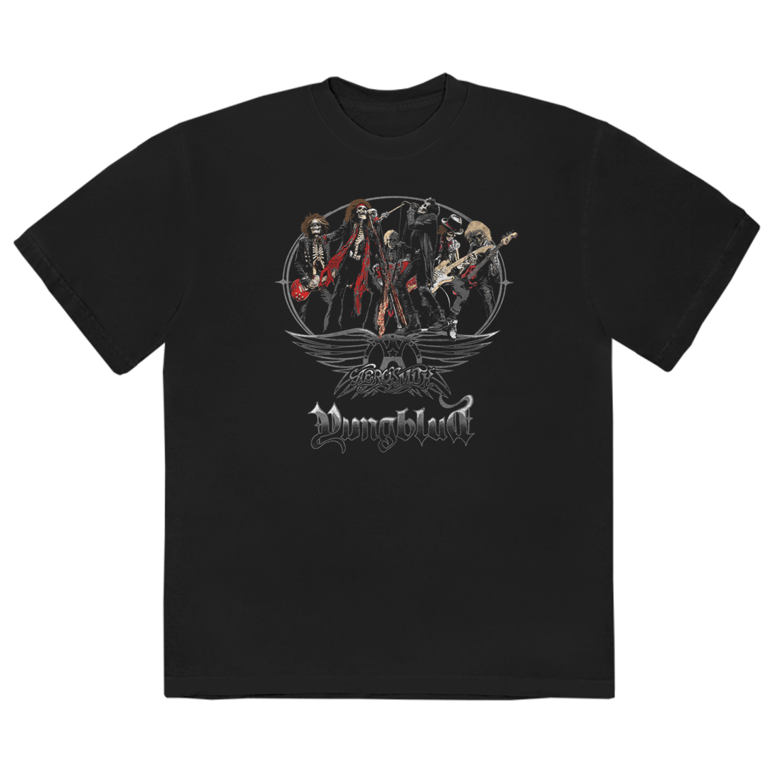 YUNGBLUD - Aerosmith & YUNGBLUD - One More Time Illustrated Skeleton T-Shirt